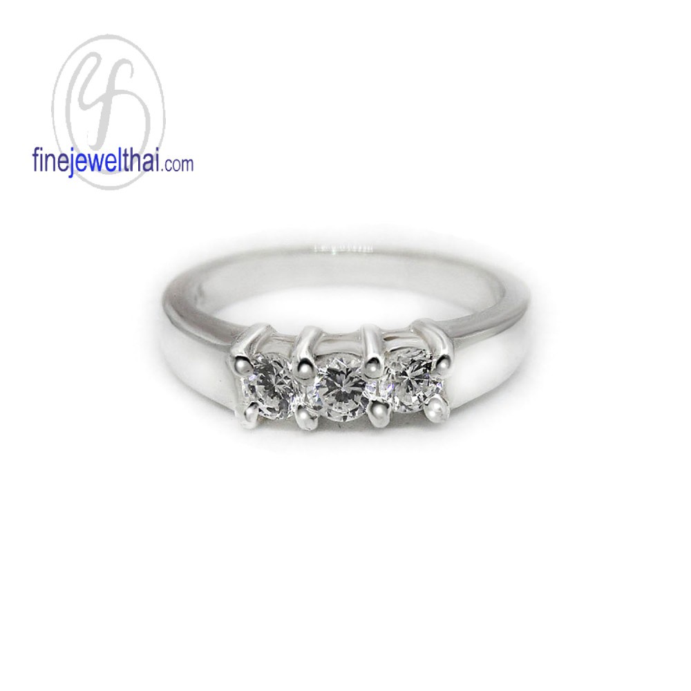 แหวนเพชรCZ-แหวนเงินแท้-แหวนหมั้น-แหวนแต่งงาน-Diamond-CZ-Silver-Ring-R1012cz