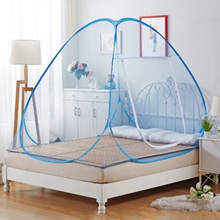 มุ้งสปริง มุ้งกันยุง มุ้งเต้นท์สปริง มุ้งพับแบบสปริง ขนาด 6ฟุต 180*200*150 สีฟ้า กางและพับเก็บง่าย น้ำหนักเบา สะดวกต่อกา