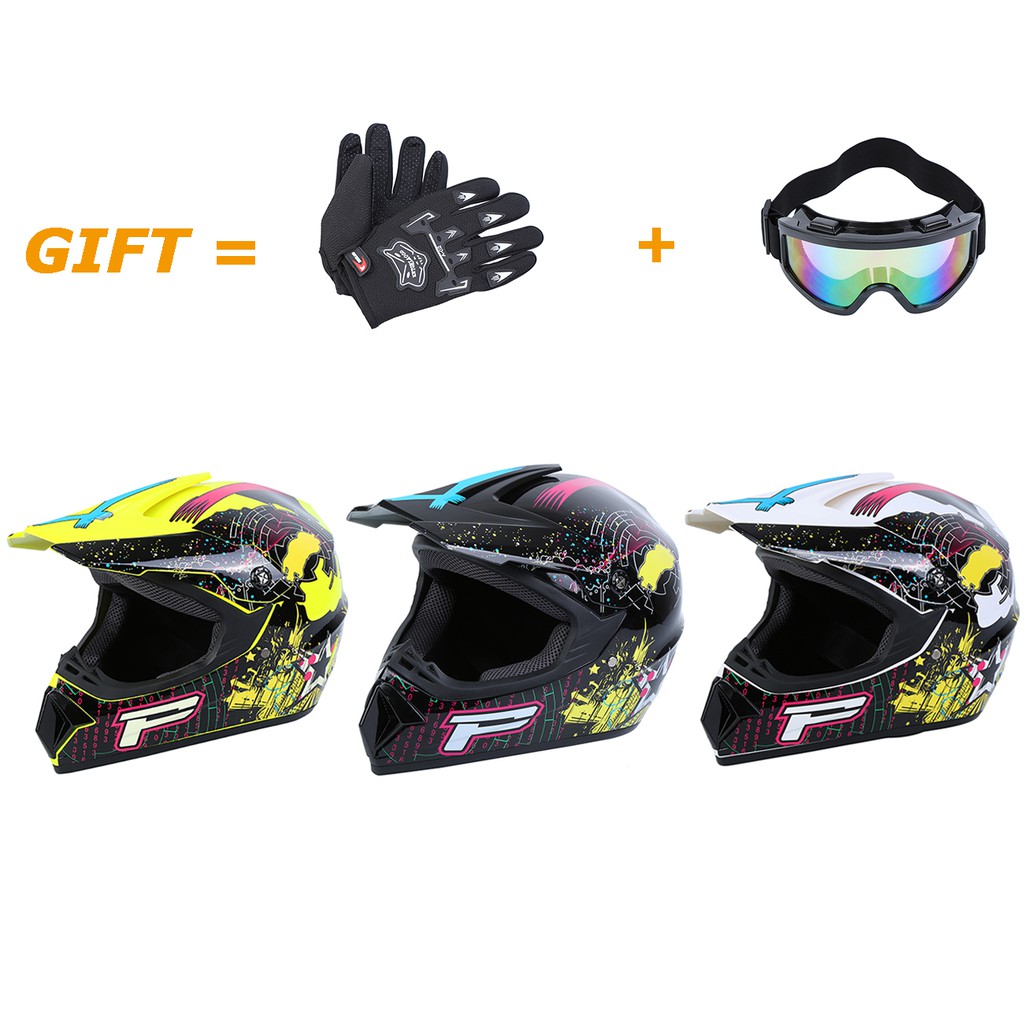 Casque Motocross Samger DOT Avec Lunettes Et Gants - Noir Taille S - Pour Quad Et Dirt Bike