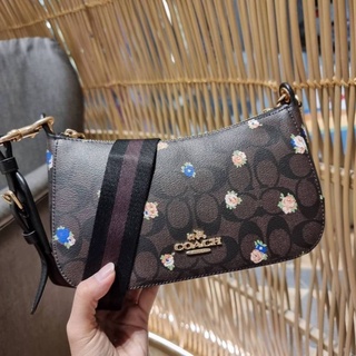 COACH JES BAGUETTE IN SIGNATURE CANVAS WITH VINTAGE MINI ROSE PRINT