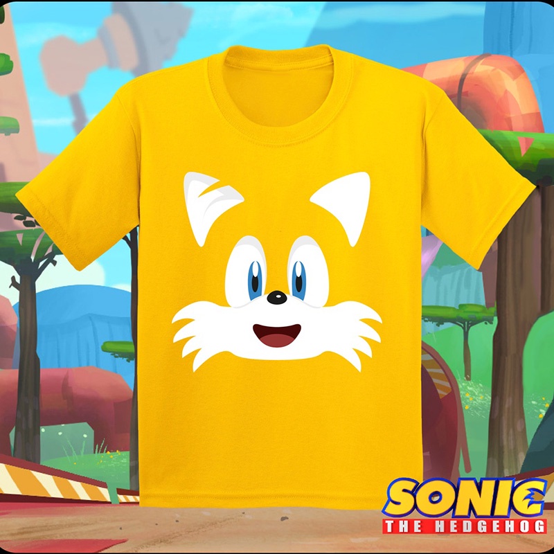 เสื้อยืดคอกลม แขนสั้น ลายการ์ตูน SONIC สีพื้น สําหรับเด็กผู้ชาย และเด็กผู้หญิง