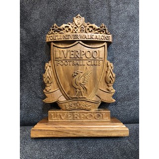 โลโก้ลิเวอร์พูล งานไม้สักแกะสลักพร้อมเลเซอร์โลโก้ Liverpool