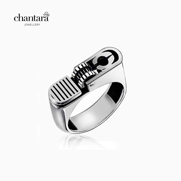 CHANTARA - แหวนไฟแช็ครมดำ "The Lighter Fier Ring" เครื่องประดับดีไซน์เท่ แหวนชาย แถมฟรี ผ้าเช็ดแหวน