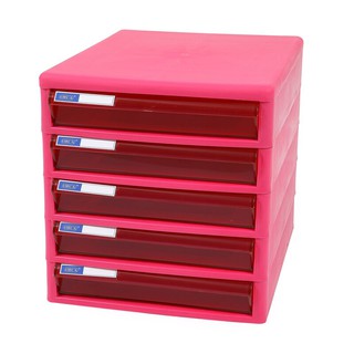 ตู้เอกสาร 5 ชั้น โครงชมพู ลิ้นชักสีชมพูใส ออร์ก้า TCB-5/5-Drawer Cabinet, Pink Frame, Clear Pink Drawer ORCA TCB-5