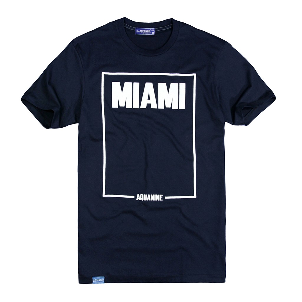 AQUANINE เสื้อยืดผู้ชาย เสื้อยืดผู้หญิง รุ่น MIAMI (สีกรม) มินิมอล สตรีท ลิขสิทธิ์แท้