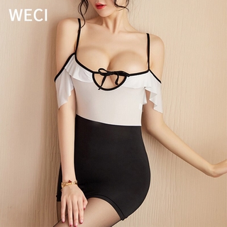 【พร้อมส่ง】WECI ชุดชั้นใน ชุดมินิเดรส ผ้าเรยอน เซ็กซี่ สําหรับผู้หญิง