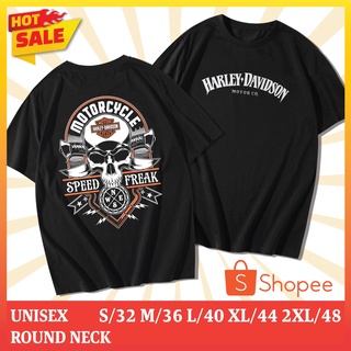 เสื้อยืดผ้าฝ้าย เสื้อยืด เสื้อคอกลม เสื้อสกรีนลายฮาร์เลย์ Harley Davidson SKULL