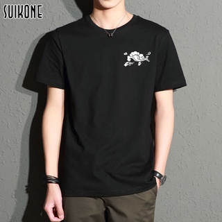 Suikone เสื้อยืดแขนสั้นผู้ชายฤดูร้อนสไตล์ฮาราจูกุคอกลมหลวมระบายอากาศ