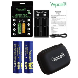 Vapcell เครื่องชาร์จพร้อมถ่าน[Vapcell G24 INR18650 2400mAh 2ก้อน+เครื่องชาร์จถ่าน Q2S]