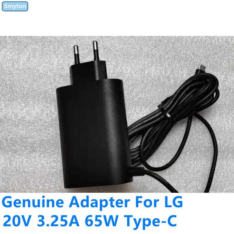 ปลั๊ก EU ของแท้ ADT-65FSU-D03-EPK 20V 3.25A 65W Type-C อะแดปเตอร์ AC สําหรับ LG EAY65895901 เครื่องช
