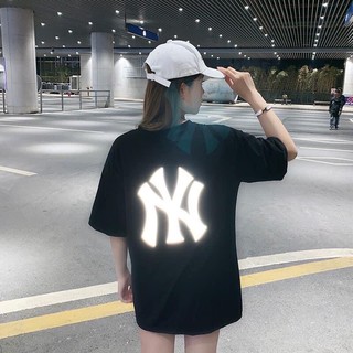 ✅พร้อมส่ง✅เสื้อยืด NY✅เสื้อยืดคอกลม ตัวหนังสือสะท้อนแสง✅