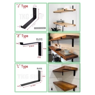 ขาเหล็กรับชั้น วางของ ทรงZ(ราคาต่อคู่) สไตล์โมเดิร์น Loft ขนาด15-30cm. หนาพิเศษ4.5มิล สีดำpowder coat ถูกที่สุด (Z type)