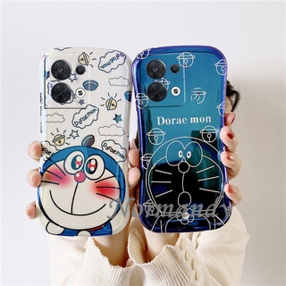 เคสโทรศัพท์ 2022 New Casing OPPO Reno8 5G Reno7 Pro 7 Z Reno6 Pro 5G Fashion Small Waist Handphone Case Cute Cartoon Doraemon Couples Blu-ray Casing with Stand Protective Cover เคส