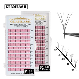 Glamlash ขนตาปลอม ขนมิงค์เทียม 3D ก้านยาว สไตล์รัสเซีย สําหรับต่อขนตา