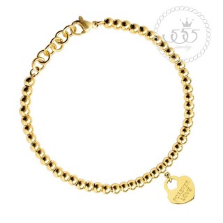 555jewelry สร้อยข้อมือ สแตนเลสสตีล ประดับ ชาร์มรูปหัวใจForever Love รุ่น MNC-BR415-B (สี Yellow Gold)