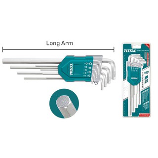 Total กุญแจหกเหลี่ยม 9 ตัวชุด ยาวพิเศษ รุ่น THT106192 ( Hex Wrench )