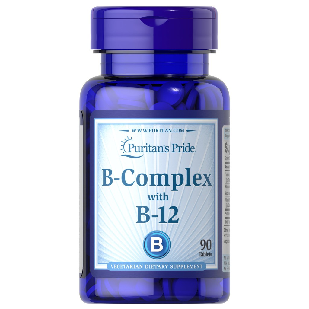 วิตามินบี Puritan's Pride Vitamin B-Complex and Vitamin B-12 90,180 tablets อาหารเสริมอเมริกา