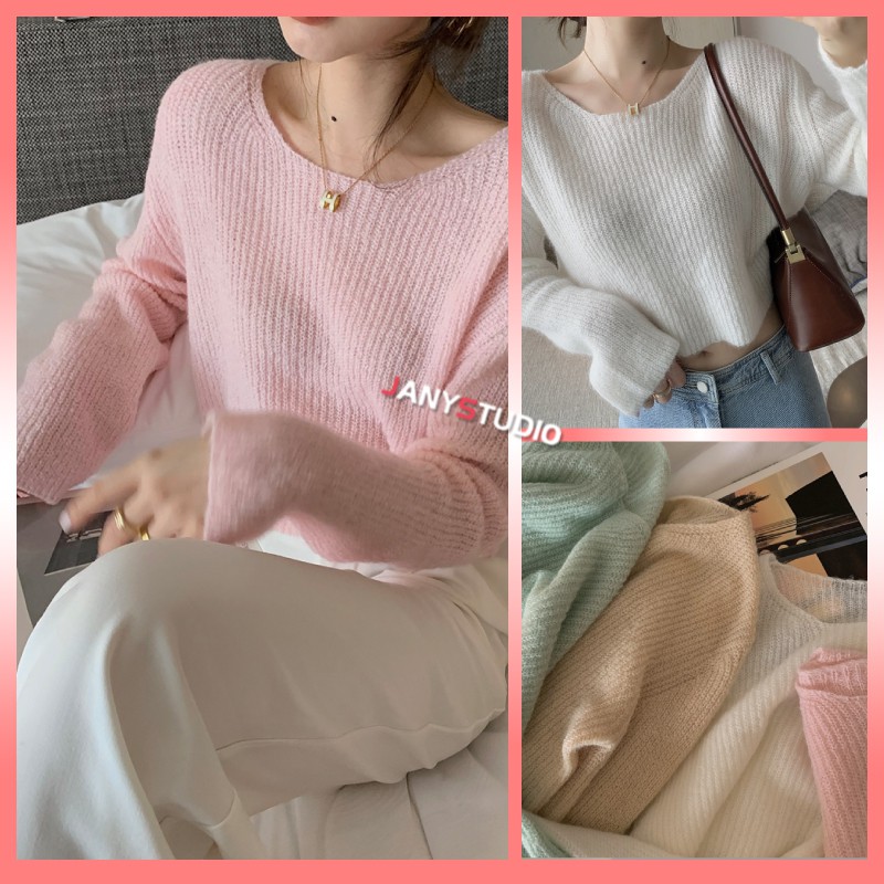 เสื้อกันหนาวเอวลอยสุดป๊อป รุ่น8A58 ที่สาวๆ ต้องมี แฟชั่น 'Sweater Crop'
