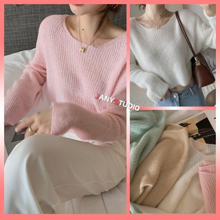 เสื้อกันหนาวเอวลอยสุดป๊อป รุ่น8A58 ที่สาวๆ ต้องมี แฟชั่น Sweater Crop