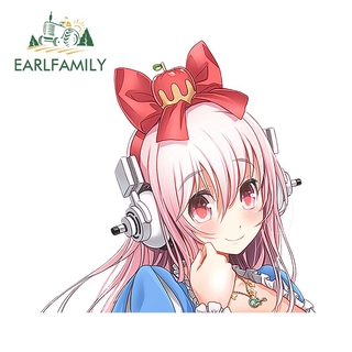 Earlfamily สติกเกอร์ ลายการ์ตูนกราฟิก Super Sonico สําหรับติดตกแต่งรถยนต์ แล็ปท็อป ตู้เย็น ขนาด 13 ซม. x 12.9 ซม.