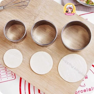 พิมพ์ตัดแป้งวงกลมสแตนเลส 3 ขนาด พิมพ์คุกกี้ สแตนเลส พิมพ์คุกกี้ Pastry Cookie Cutter