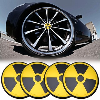 สติ๊กเกอร์สัญลักษณ์รูป nuclear 4 ชิ้นสําหรับตกแต่งล้อรถยนต์