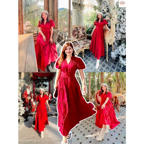 Cinder Dress เดรสสีแดง ชุดทำบุญ