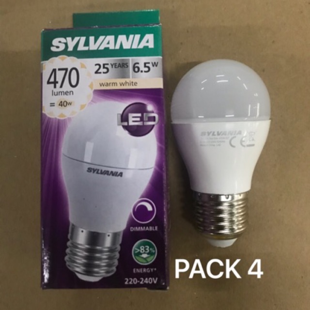 หลอดไฟLED 6.5w WARMWHITE หรี่ไฟได้ DIMMER SYLVANIA E27 PACK4 #LED #DIMMER #LAMP