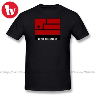เสื้อยืดสีขาว - เสื้อยืดผ้าฝ้ายเก้านิ้วเล็บ AIR - ศิลปะคือความต้านทานผู้ชายจดหมายพิมพ์น่ากลัวสบาย ๆ