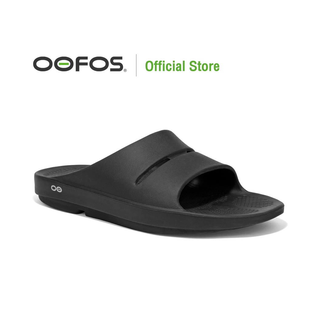 OOFOS Ooahh Black (ดำ) - รองเท้าแตะเพื่อสุขภาพ นุ่มสบายเท้าด้วยวัสดุอูโฟม บอกลาปัญหาสุขภาพเท้า