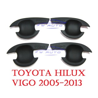 ถาดรองมือเปิดประตู โตโยต้า วีโก้ 2005 - 2014 เบ้ารองมือเปิด ถ้วยรองมือเปิดประตู Toyota Hilux Vigo สีดำด้าน เบ้ากันรอย