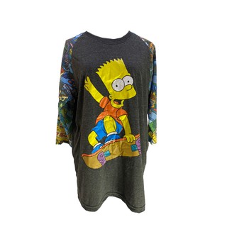 เสื้อยืดตัวยาวแขนสามส่วน the simpsons สีเทา ไซส์ L