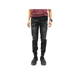 JoggerJeans กางเกงยีนส์ขาจั้มชาย ผ้ายืดสีดำฟอกแต่งขาดเซอร์ ผ้านิ้มใส่สบาย งานตัดเย็บอย่างดีครับ Size 28-38 มีชำระปลายทาง