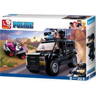 ProudNada Toys ของเล่นเด็กชุดตัวต่อเลโก้รถตำรวจ Sluban POLICE 293 PCS B0653