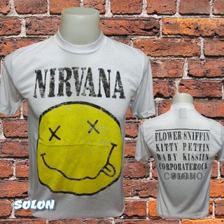 เสื้อวง Nirvana แขนสั้น ไม่มีตะเข็บข้าง คอฟิต ป้ายUSA เสื้อวง เสื้อผู้ชาย เสื้อทัวร์ วงร็อคคต่างประเทศ