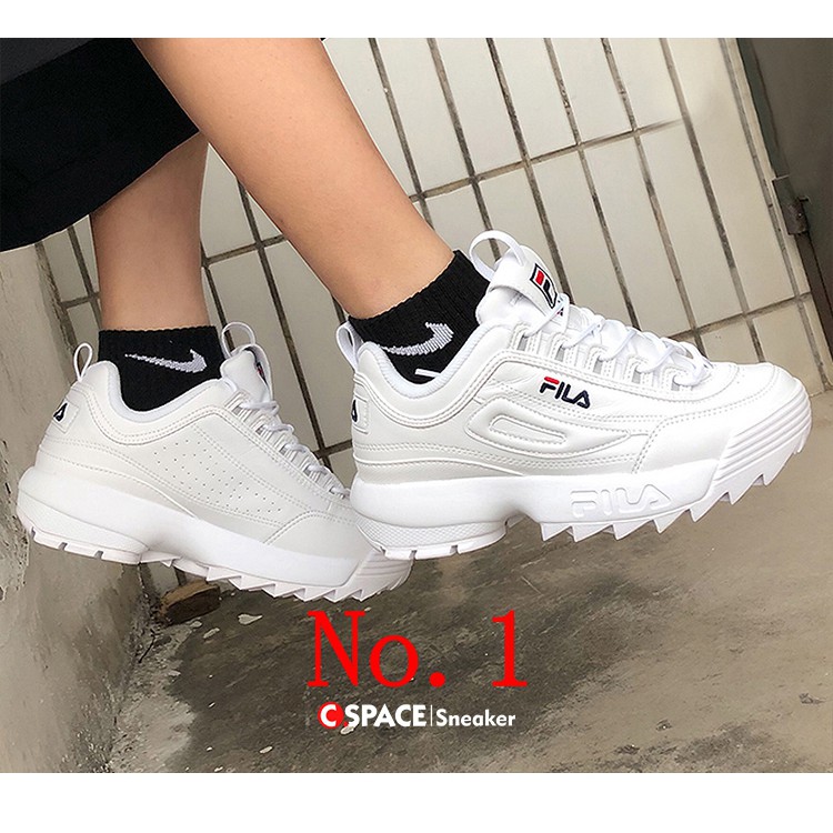 II แท้ ขาว 💯% FILA รองเท้าสี นองใหม่ รองเท้าที่ไม่เป็นทางการ Disruptor