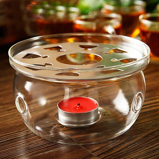 เตาอุ่นชา กาแฟ แบบแก้วใส Clear Glass Heat-Resistant Round Teapot Warmer