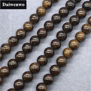 Yellow Jade Deep Brown Beads หยกสีเหลืองลึกสีน้ำตาลลูกปัด 6-12mm มิลลิเมตรรอบธรรมชาติหลวมหิน Diy สำหรับสร้อยข้อมือ