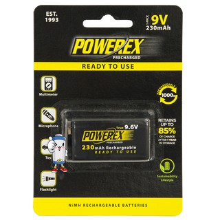 ถ่านชาร์จ 9V Powerex Precharge 9.6V 230mAh 1PK