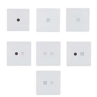 Ev 2 1 Gang Twin Double TV Aerial Coaxial Socket ซ็อกเก็ตโคแอกเชียล ขอบสี่เหลี่ยม สีขาว
