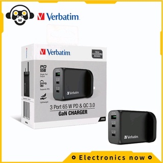 คำต่อคำ 3 พอร์ต 65w pd 3.0 &amp; qc 3.0 gan usb usb-a ที่ชาร์จประเภท c Verbatim 3 Port 65W PD 3.0 &amp; QC 3.0 GaN USB USB-A TYPE-C Charger