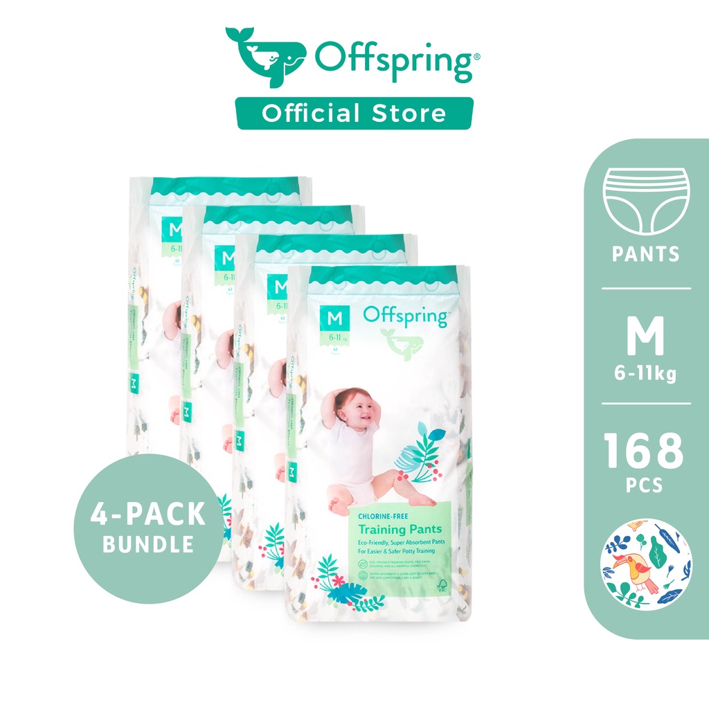 Offspring Fashion Pants แบบกางเกง ไซส์ M 168 ชิ้น (42×4 แพ็ค) ผ้าอ้อมเด็ก แพมเพิส สำหรับ 6-10kg ซึมซับดีเยี่ยม