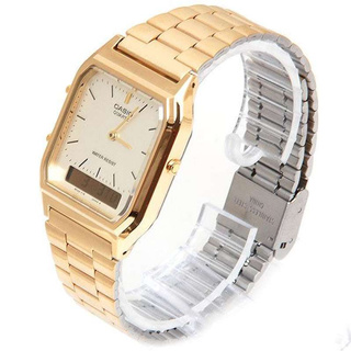 Casio Data Bank รุ่น AQ230GA9D นาฬิกาข้อมือใส่ได้ทั้งชายและหญิง สายสเเตนเลสสีทอง วินเทจดีไซน์ เต็ม