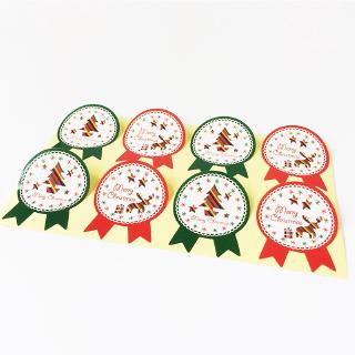 80 ชิ้น / 10 แผ่น Merry Christmas And Deer Sealing Sticker DIY Deco สติกเกอร์ฉลาก อุปกรณ์เครื่องเขียน