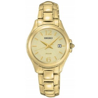 SEIKO Solar นาฬิกาข้อมือผู้หญิง สายสแตนเลสทอง รุ่น SUT236P1 (สีทอง)