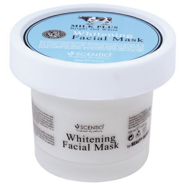 มาส์ก SCENTIO MILK PLUS WHITENING Q10 FACIAL MASK