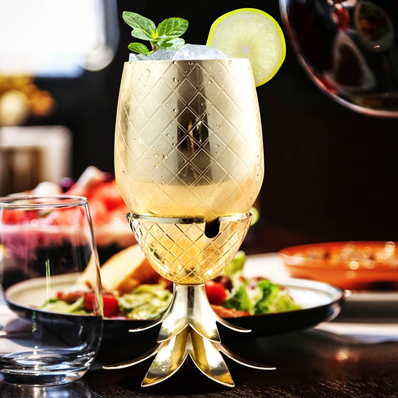 Pineapple Cocktail Glass Metal Cup Moscow Mule Cup DIY Wine Glass Home Decorations Bar Accessories R