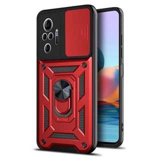 Original Lens Shockproof Case Xiaomi Redmi Note 10 Pro 10S 9 9S 8 2021 Car Magnetic Ring Holder Push Pull Camera Cover