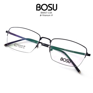 กรอบแว่นตา BOSU รุ่น BO6057-C3A สีดำ วัสดุ Titanium น้ำหนักเบา ใส่สบาย