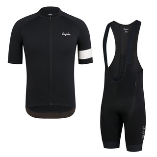 เสื้อปั่นจักรยาน NEW Cycling RAPHA Black Cycling Jerseys Set Men Moutain Bike Suit Cycling 3D Gel Pad Bib Shorts Quick Dry  Cycling Clothes